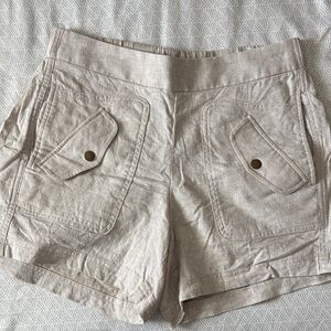 Banana Republic Natural Beige Linen-Blend Shorts with Flap Pockets
